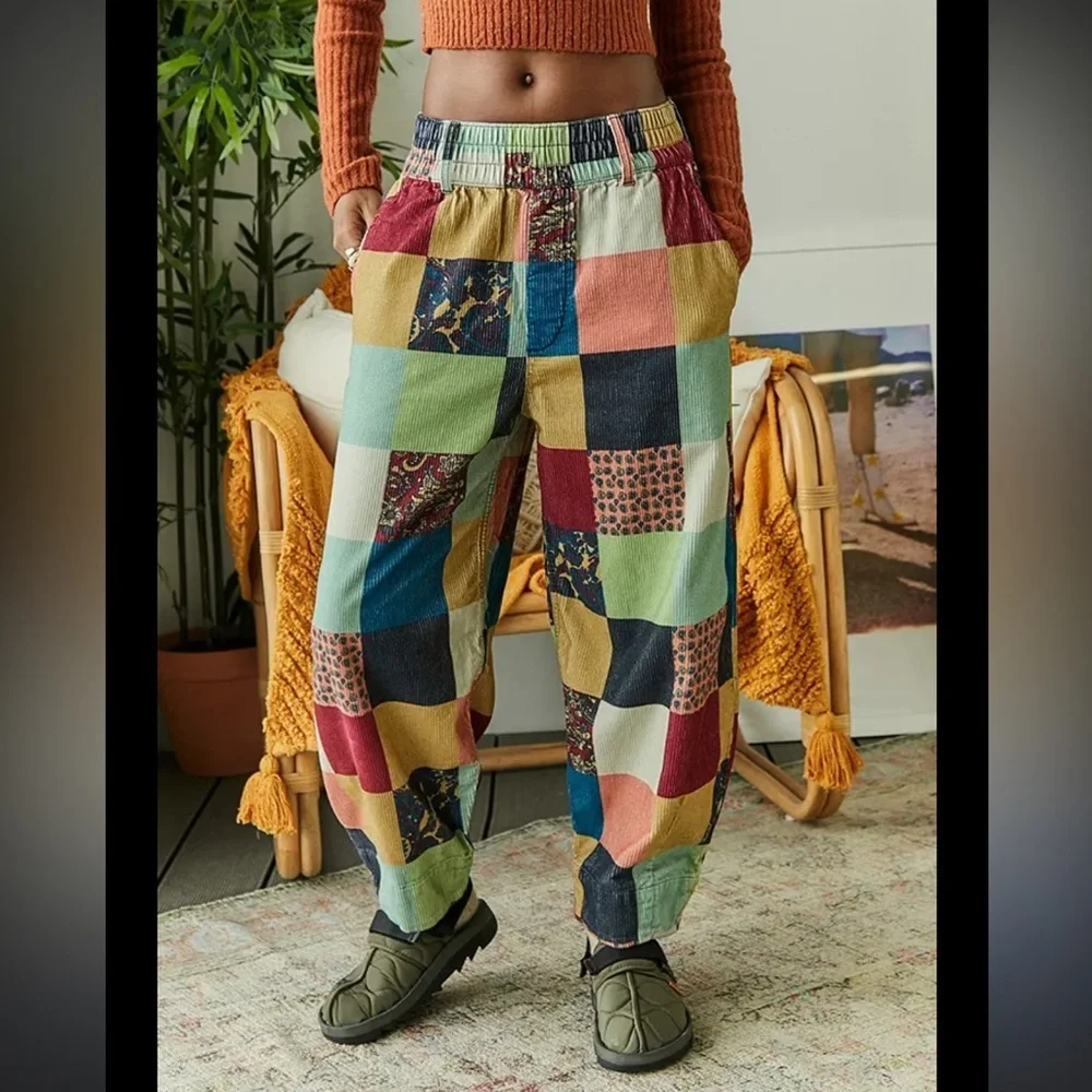 BDG Zana Patchwork Corduroy Trousers XS High Rise Wide Leg - Picture 2 of 13